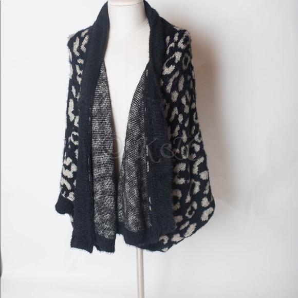 Anthropologie Akemi Kin Leopard Cardigan OS black - Picture 3 of 6